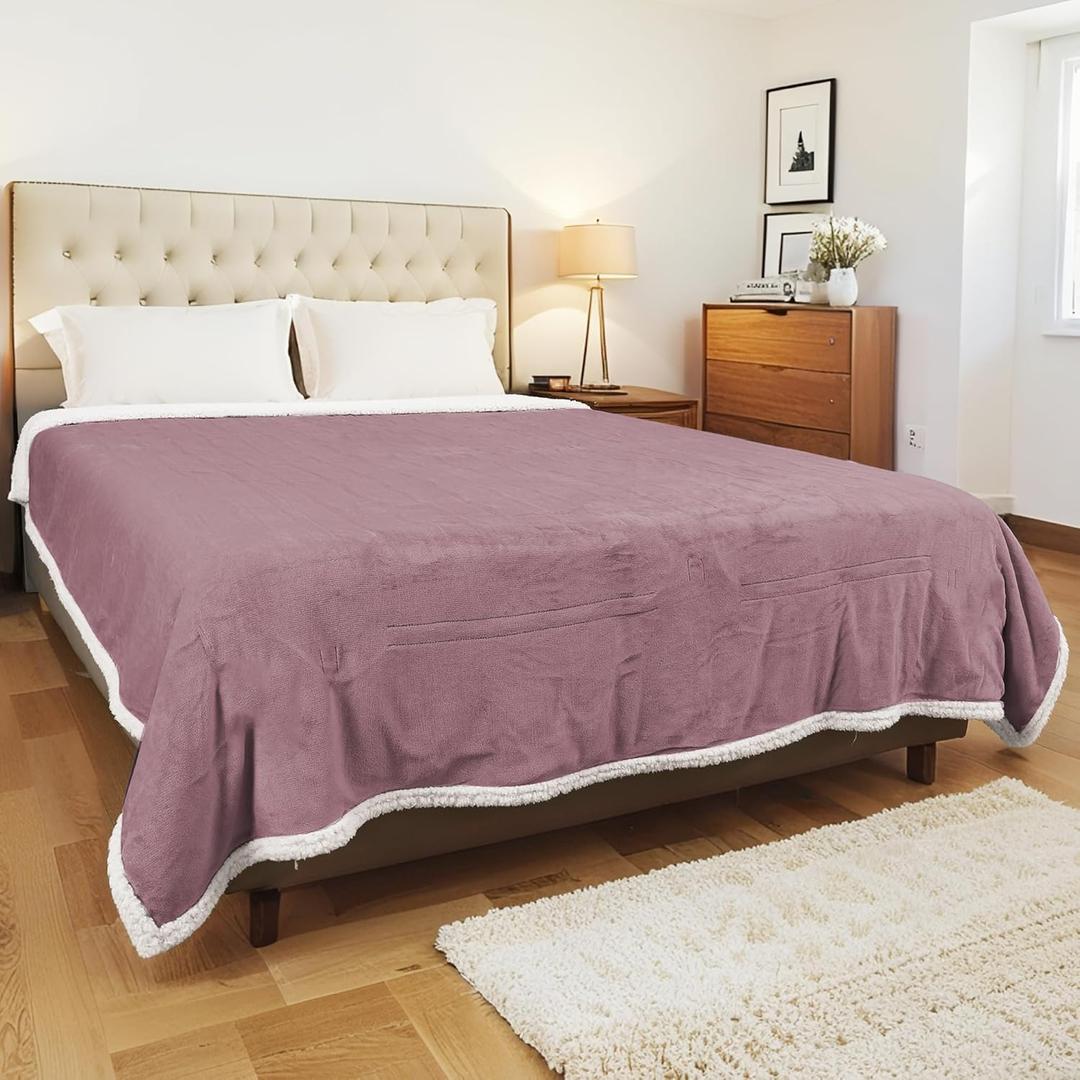 Electric Heated Blanket Twin Size 62x84 Inch - Super Soft Flannel, 10 Heat Settings, 1-12H Auto Shut Off, Machine Washable, Safe for Overnight Use (Purple)