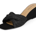 Modatope Wedge Sandals for Women Braided Wedge Heels Square Open Toe Raffia Dressy Womens Sandals, 11