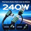 240W USB C Cable 2-Pack, 10FT USB C to USB C Fast Charging Cable, 90 Degree Right Angle Braided USB C Cord for MacBook Pro/Air, iPhone 16/17 Pro Max, iPad Pro, Samsung S25/S24, Laptop, Tablet