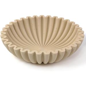 YMXYJM Large Decorative Bowl, Modern Handicraft Bowls for Home Decor, Decorative Fruit Bowl for Kitchen Counter, Ruffle Decor, Stylish Key Bowl for Entry Table, Artificial Travertine Beige