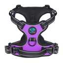 PHOEPET No Pull Dog Harness Medium Reflective Front Clip Vest with Handle, Adjustable 2 Metal Rings 2 Buckles (Purple, S)