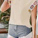 Womens Summer Tops 2025 Boho Tops for Women Color Crew Neck Short Sleeve Casual Blouse (XL)