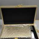 Faux Leather Decorative Storage Boxes Set of 2, Gold