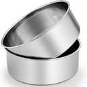 P&P CHEF 8 Inch Cake Pans Set, Round Baking Pan Stainless Steel Layer Birthday Wedding Cake Oven Pans, Non Toxic & Heavy Duty, Deep Side & Mirror Finish, Dishwasher Safe, (2Pcs)