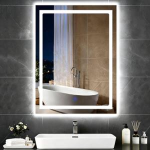 Bathroom Smart Mirrors with LED Lights,18x24 Rectangle Mirror with 3 Color Light Temperature Brightness Settings,Backlit + Front Lit,Wall Mounted Lighted Bathroom Vanity Mirror
