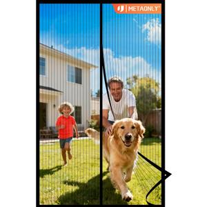 METAONLY Magnetic Screen Door Mesh Fits 32" x 80" Door - Curtain Size 34" x 82", Works for Patio, Sliding Door, Keeps Bug Mosquito Out, Fresh Air Flow, Black