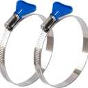 ISPINNER 2pcs 5 Inch Key-Type 304 Stainless Steel Worm Gear Hose Clamps, Adjustable Size Range 105-127mm Clamps for Dryer Vent, Dust Collector and Automotive