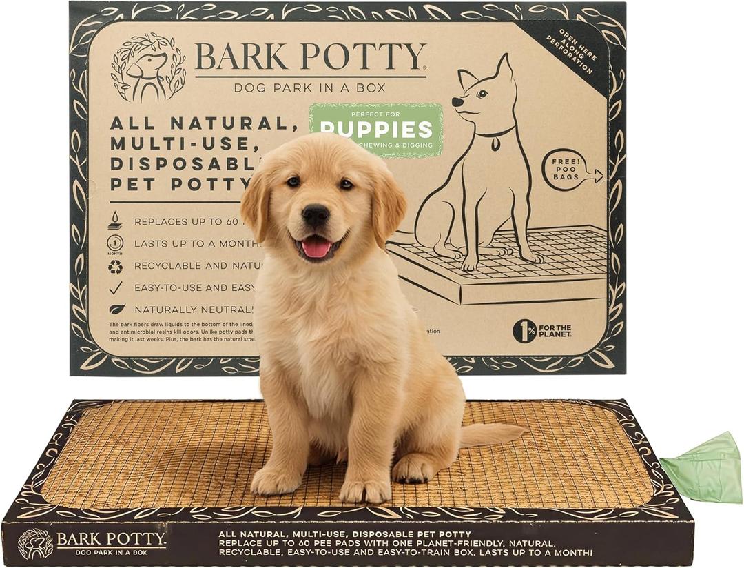 Puppy Bark Potty Natural Dog Potty for Small Dogs & Teething Puppies - Odor Neutralizing Reusable Indoor Solution for Apartments - Eco-Friendly Pee Pad Alternative - Large 30x20