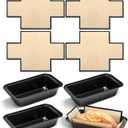 8 Pcs Loaf Pan with Liners Set 9 x 5 Inch Non-stick Bread Pan and Silicone Loaf Liners for Homemade Baking Carbon Steel Rectangular Baking Tray for Kitchen Sourdough Sandwich Home(Black)