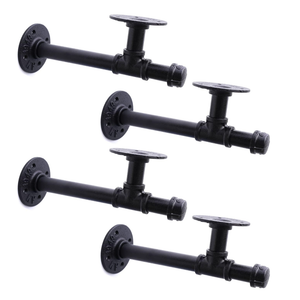 3/4" Industrial Pipe Shelf Brackets, Black Iron Wall Mounted DIY Shelving Brackets Hanging Custom Pipe Brackets for Floating Shelves (4, 10 Inch)