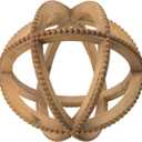 A&B Home 10" Wood Decorative Ball Table Accent with Bead Trim - Natural Finish
