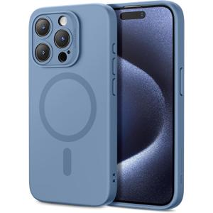 ESR for iPhone 15 Case with MagSafe, Supports Magnetic Charging, Slim Liquid Silicone Case, Shock Absorbing, Screen and Camera Protection, Cloud Series, Light Blue