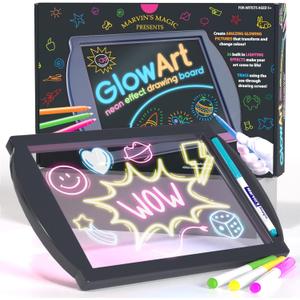 Marvin's Magic - Glow Art - LED Doodle Board for Children - Light Up Drawing Pad, with Glow in The Dark Colouring Pens - Battery Powered Magic Drawing Tablet - Light Up Tracing Pad Suitable for 5+