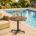 Rolling Adjustable Round Bar Table, Gas Lift Pub Table with Lockable Casters, 23.6" Bistro Cocktail Table for Dining, Coffee, Home Bar, Parties & Small Apartments, 28.3"-42.5" Height Adjustable, Large
