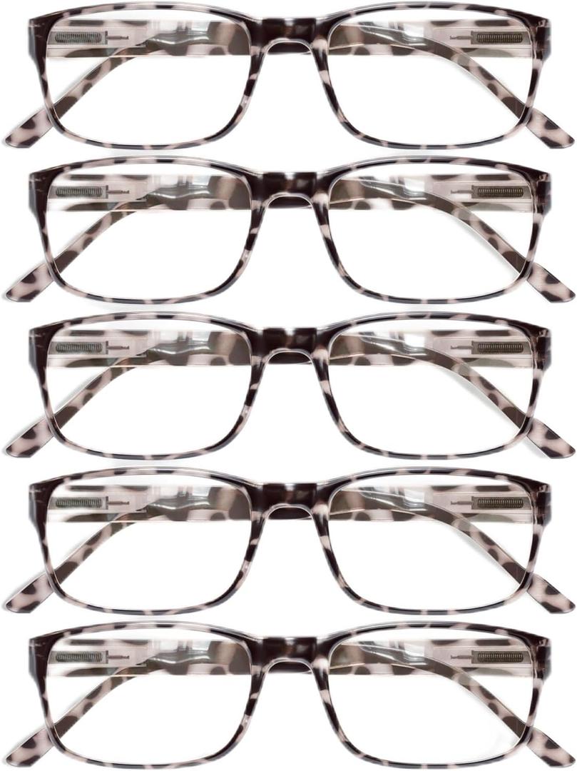 Gaoye Professional Reading Glasses for All Day - Computer Readers with Blue Light Protection - Value Pack (D1-leopard*5)