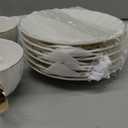BTaT- White Tea Cups and Saucers Set of 6 (7 oz), Porcelain White Tea Cup Set with Golden Trim Design, Dishwasher Safe