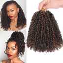 8 Inch Yanky Twist Crochet Hair for Black Women 3 Packs Pre-looped Yankee Twist Hair Brown Spring Mini Passion Twist with Curly Ends Synthetic Crochet Braids