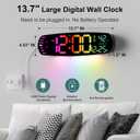 ANALOI Digital Wall Clock,14.4 Inch Large Display Digital Wall Clock with Auto Dimming, Temperature and Date, Remote Control, Night Light, DST, Alarm for Bedroom/Classroom/Gym/Seniors