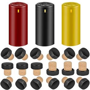 BGMAXimum PVC heat shrink capsules 60 count 3 colors & 30 Pcs wine bottle cork stoppers, wine preservation set for cruise, home, cellars, bottle seal shrink wrap sleeves caps tops