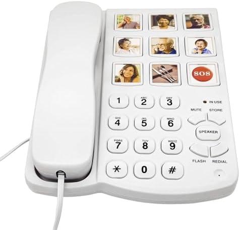 Corded Phones for Seniors - 9 One-Touch Memory Speed Dialing Desktop Landline Telephone for Office, Front Desk, Home, Hotel