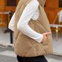 MEROKEETY Womens 2025 Puffer Vest Sleeveless Zip Up Quilted Coat Stand Collar Gilet Jacket With Pockets (Small, Khaki)