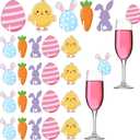 LemonRoad 50 Pcs Easter Charms Party Drink Decorations Bunny Eggs Glass Drink Markers Tags Acrylic Holiday  Identifiers Charms for Party Favors Accessories