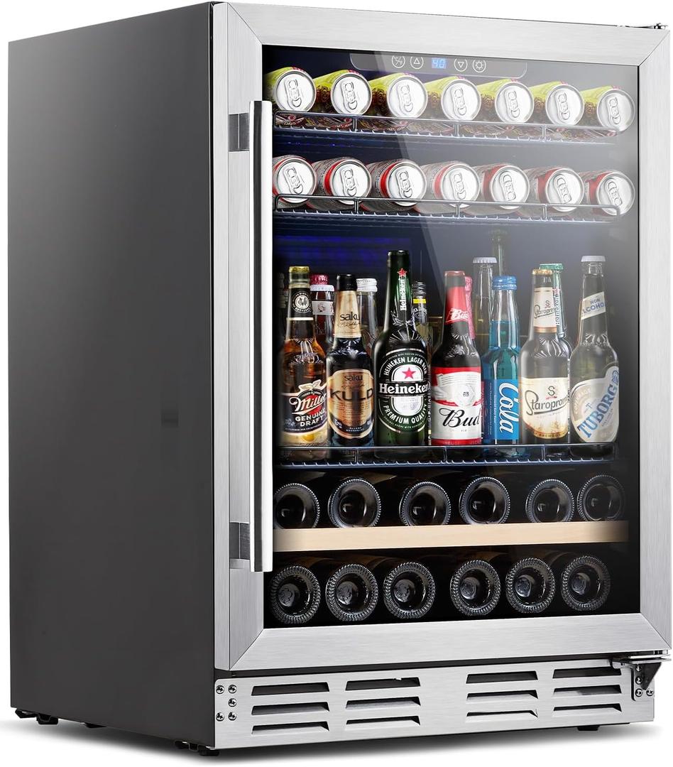 Kalamera Beverage Refrigerator, 24 inch Beverage and Wine Fridge 5.3 Cu.ft