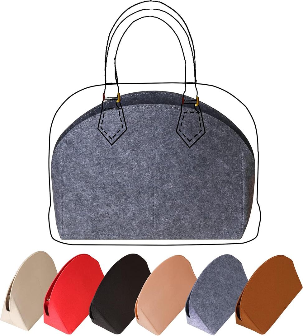 Felt Purse Organizer Insert with Zipper,Bag in Bag Shell Shaper Handbag & Tote Organizer Fits in Alma BB PM Tote(darkgary,Alma BB) (Darkgray)
