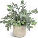 Hopewood Faux Plants, Small Fake Plant for Bathroom, Decorative Artificial Plants for Farmhouse Desk Shelf Decor with A Weave Basket (9.8inch)