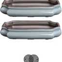 (10-Inch Shallow Bonsai Pots 2-Piece Set Water Glaze Blue Succulent Platter Bonsai Tree Ceramic Flower Pot Handmade (Without Plants)