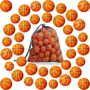 Civaner 40 Pcs Mini Basketball Party Favors Tiny Basketball Small Foam Ball Relieve Stress Ball with Drawstring Mesh Bag for Beach Pool Sports Game Party(1.18 Inch, 1.57 Inch)