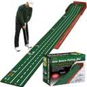 Golf Putting Mat fot Indoor, Wood Putting Green Indoor & Outdoor Training Equipment with Ball Return 8ft Practice Putting Mat, Wrinkle-Free Natural Rubber Mat, Golf Accessories for Men