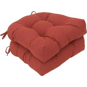 Outdoor Chair Cushions, Outdoor Cushions, Patio Chair Cushions, Indoor Full-Length Ties for Non-Slip Support, Premium Comfortable Thick Fiber, Set of 2 (Red, 17x17 Inch)