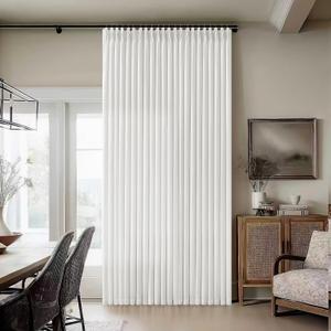 Ivory White Pinch Pleated Extra Wide Curtain Panels 102 Inches Long 70 Inch Wide Linen Curtain for Sliding Glass Door Semi Sheer Hooks Rings Privacy 102 Inch Length Drape for Living Room 1 Panel