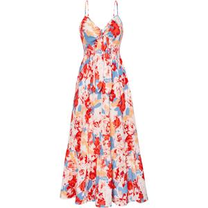 GRACE KARIN Women's 2025 Summer Maxi Dress Floral Tie Front Spaghetti Strap Casual Boho Beach Flowy Sundress with Pockets (Blue Red Floral)