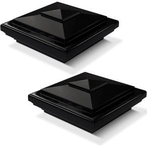 VIVIDA 4" Vinyl Fence Post Cap (Actual 4" x 4"), New England Pyramid Style, PVC Square Fence Top Cover, for Vinyl Post, Mailboxes & Decks, Black, 2 Pack