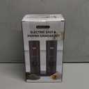 SIMPLETASTE Electric Salt and Pepper Grinder Set, One-Handed, Battery Powered, Adjustable Coarseness, LED Light, Pepper mills with stand, Seasoning Tools for Kitchen, Dining or Gifting (Space Gray)