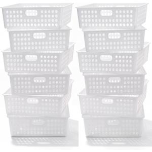 Geetery 12 Pack Classroom Storage Baskets with Handle,White