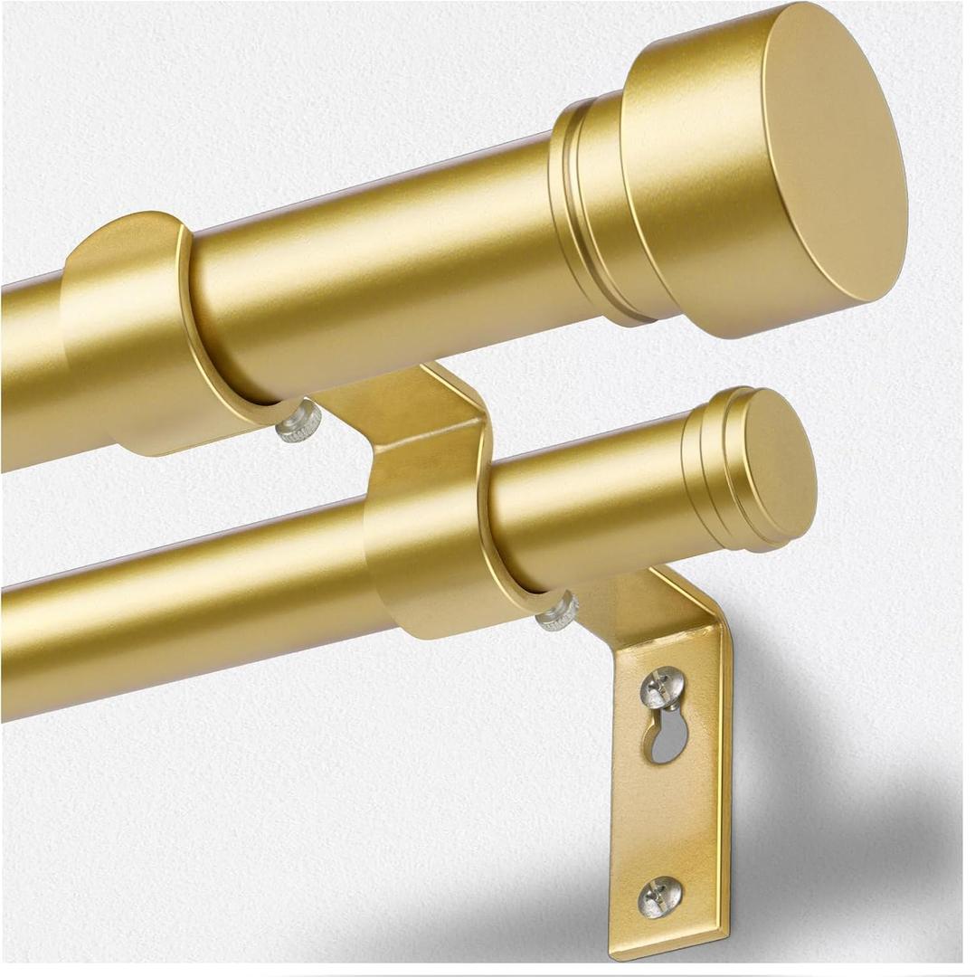 TONIAL Gold Double Curtain Rods for Windows, 72-150 Inch, Simple Finials