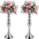 Sadnyy 2 Pcs Sliver Metal Flower Arrangements Stand Tall Wedding Centerpiece Stand Table Decor Flower Vase for Wedding Reception Event Party Dinner Home Decor(15 Inch)