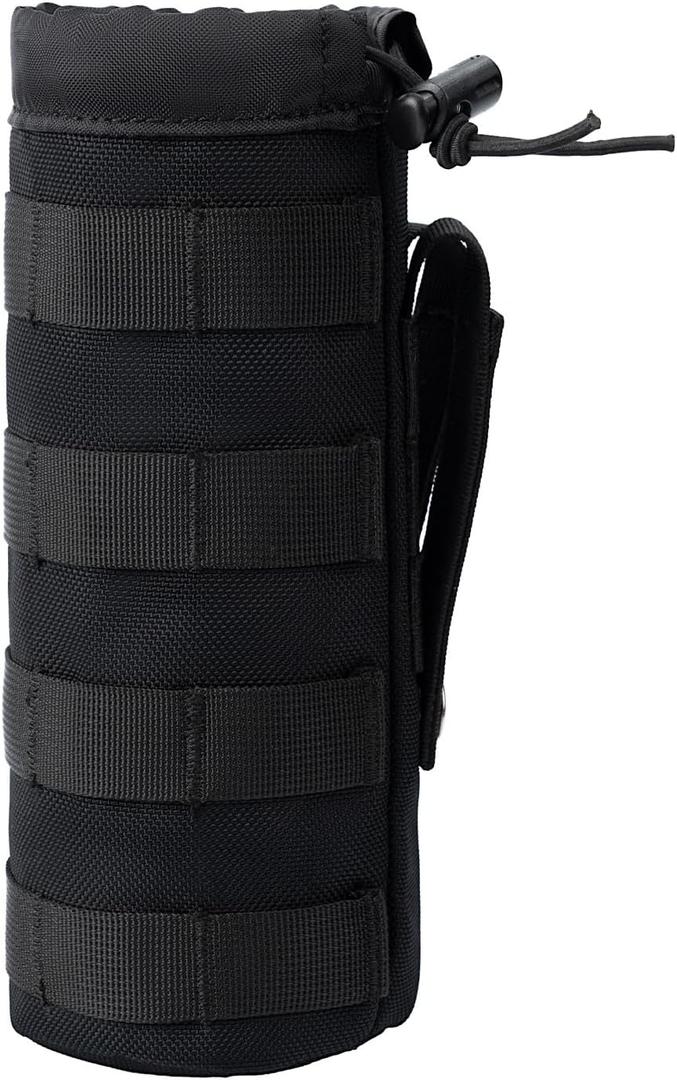 MOLLE Water Bottle Holder Tactical Nylon Bottle Pouches Hydration Carrier for Belt/Backpack/Vest/Bike Sports Outdoor Hiking Camping Hunting Fishing (Inside Diameter: 3 1/4", Black)