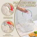 Divided Chilled Serving Tray for Parties,Ice Chilled Party Platter,Ice Serving Bowl with Lid and Handle,Charcuterie Serving Board,Cold Dish Dip for Fruit Seafood Vegetable Shrimp Cocktail Appetizer (White)