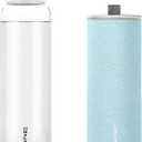 Glass Water Bottles 32 oz, 1 liter / 1000ml Wide Mouth Glass Drinking Bottles with Lids, Large Reusable Borosilicate Water Bottle for School Home Office Travel Sport Yoga Gym, 1 Pack (Light Blue)