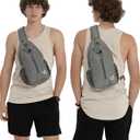 WATERFLY Crossbody Sling Backpack Sling Bag Travel Hiking Chest Bags Daypack (Dark gray)