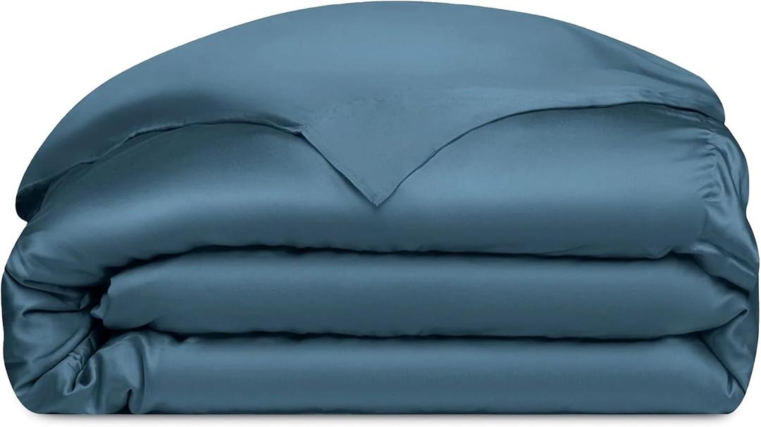 Cozy Earth Luxury Duvet Cover King - 100% Viscose from Bamboo - Ultra-Soft, Cooling & Lightweight Duvet Cover - Temperature-Regulating Bedding - Concealed Zip & Interior Snap Closures - Pacific Blue