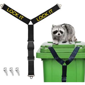 2 x Trash Can Locks for Animals, Upgrade Raccoon Bear Proof Trash Can Lock, Easy to Install, Long Lasting Strap Lid Garbage Can Lock for Out Door Garbage Can 1 Set