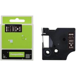 1 PC Compatible Tapes for LabelMaker LM 160 420P 280 D1 Tapes 45013 45012 45018 45020 45021 40913 12mm Label Tapes(White on Black)