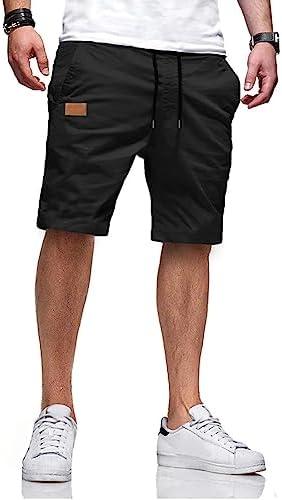 JMIERR Mens Casual Shorts - Cotton Drawstring Summer Beach Stretch Twill Chino Golf Shorts, Size 36