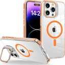 iPhone 13 Pro Case, MagSafe Compatible, Magnetic Kickstand Case for Women, Clear Orange