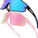 Kids Sunglasses, Youth Baseball Sunglasses Polarized Sports Cycling Shades for Boys Girls Lightweight Frame (2pack-black/Blue+pink)